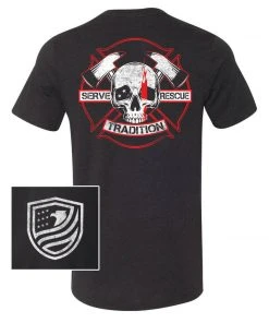 Bare Arms Gear BA Trading Mens Apparel Fire Rescue Skull T-Shirt