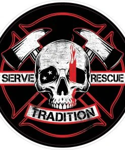 Bare Arms Gear Fire Rescue Skull Sticker Stickers